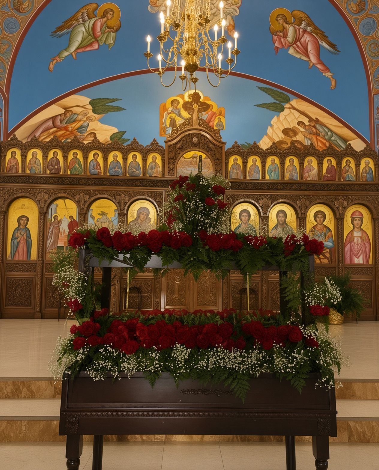 Iconostasis with flowers